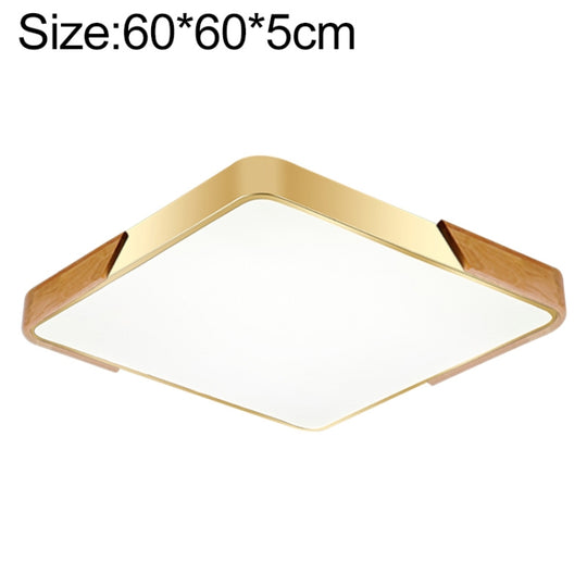 Wood Macaron LED Square Ceiling Lamp, Stepless Dimming, Size:60cm(Gold)