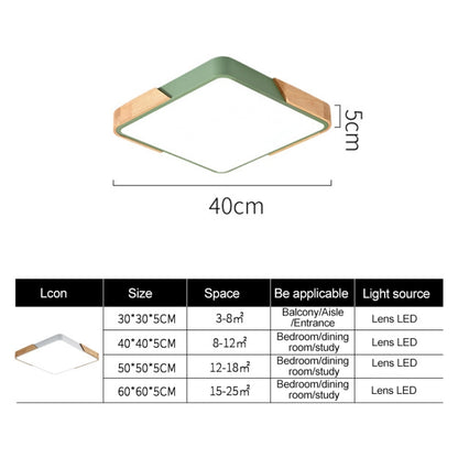 Wood Macaron LED Square Ceiling Lamp, Stepless Dimming, Size:60cm(Black) - Celling Lights & Chandeliers by buy2fix | Online Shopping UK | buy2fix