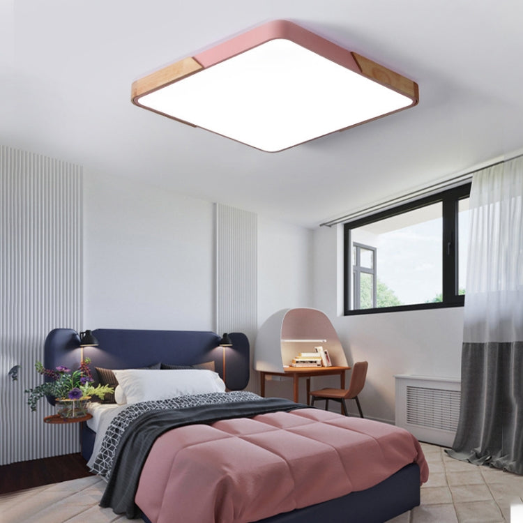 Wood Macaron LED Square Ceiling Lamp, Stepless Dimming, Size:60cm(Pink) - Celling Lights & Chandeliers by buy2fix | Online Shopping UK | buy2fix