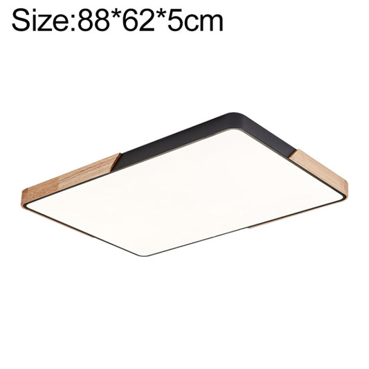 Wood Macaron LED Rectangle Ceiling Lamp, Stepless Dimming, Size:88x62cm(Black) - Celling Lights & Chandeliers by buy2fix | Online Shopping UK | buy2fix