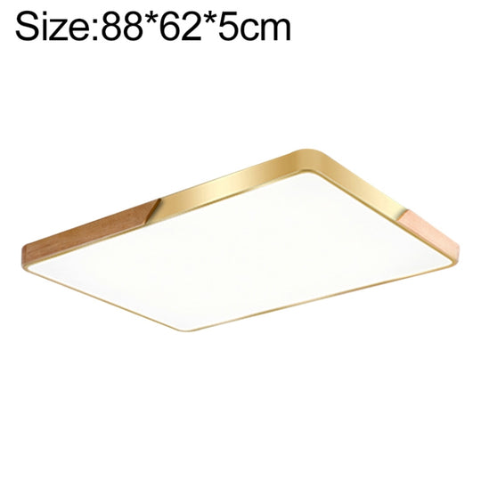 Wood Macaron LED Rectangle Ceiling Lamp, Stepless Dimming, Size:88x62cm(Gold)