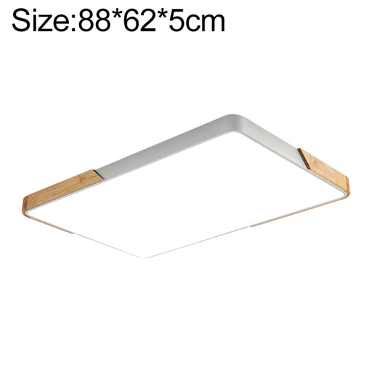 Wood Macaron LED Rectangle Ceiling Lamp, Stepless Dimming, Size:88x62cm(White)