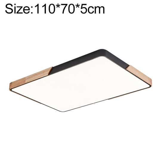 Wood Macaron LED Rectangle Ceiling Lamp, Stepless Dimming, Size:110x70cm(Black)