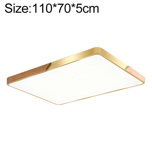 Wood Macaron LED Rectangle Ceiling Lamp, Stepless Dimming, Size:110x70cm(Gold) - Celling Lights & Chandeliers by buy2fix | Online Shopping UK | buy2fix