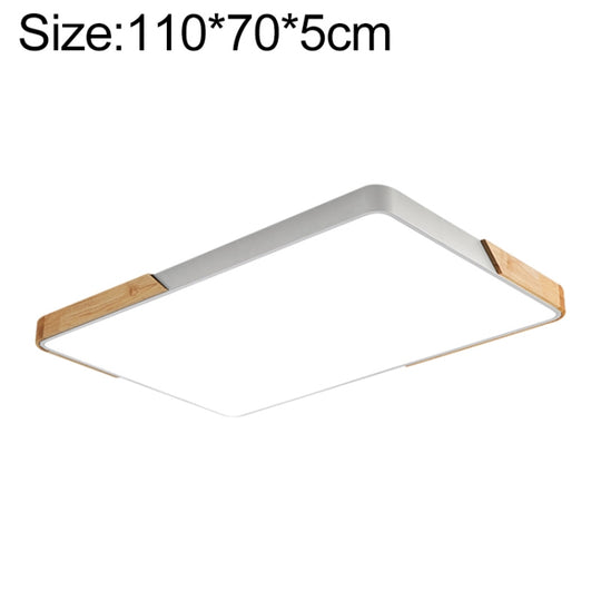 Wood Macaron LED Rectangle Ceiling Lamp, Stepless Dimming, Size:110x70cm(White)