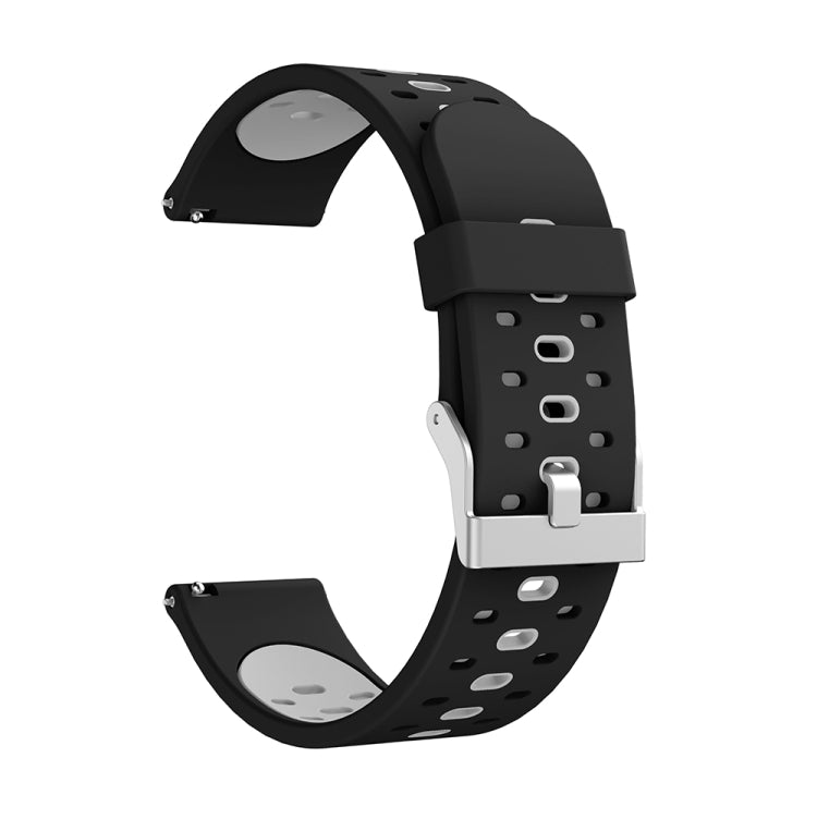 For Samsung Galaxy Watch 3 45mm Three Row Holes Silicone Watch Band(Black Grey) - Watch Bands by buy2fix | Online Shopping UK | buy2fix