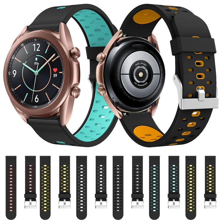 For Samsung Galaxy Watch 3 45mm Three Row Holes Silicone Watch Band(Black Grey) - Watch Bands by buy2fix | Online Shopping UK | buy2fix