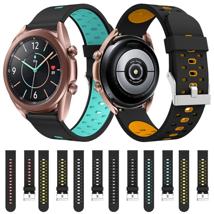 For Samsung Galaxy Watch 3 45mm Three Row Holes Silicone Watch Band(Black Grey) - Watch Bands by buy2fix | Online Shopping UK | buy2fix