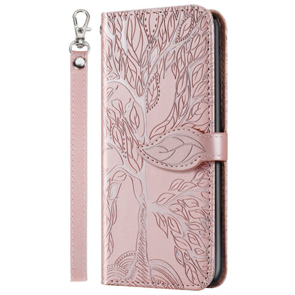 For Samsung Galaxy A53 5G Life of Tree Embossing Leather Phone Case(Rose Gold) by buy2fix