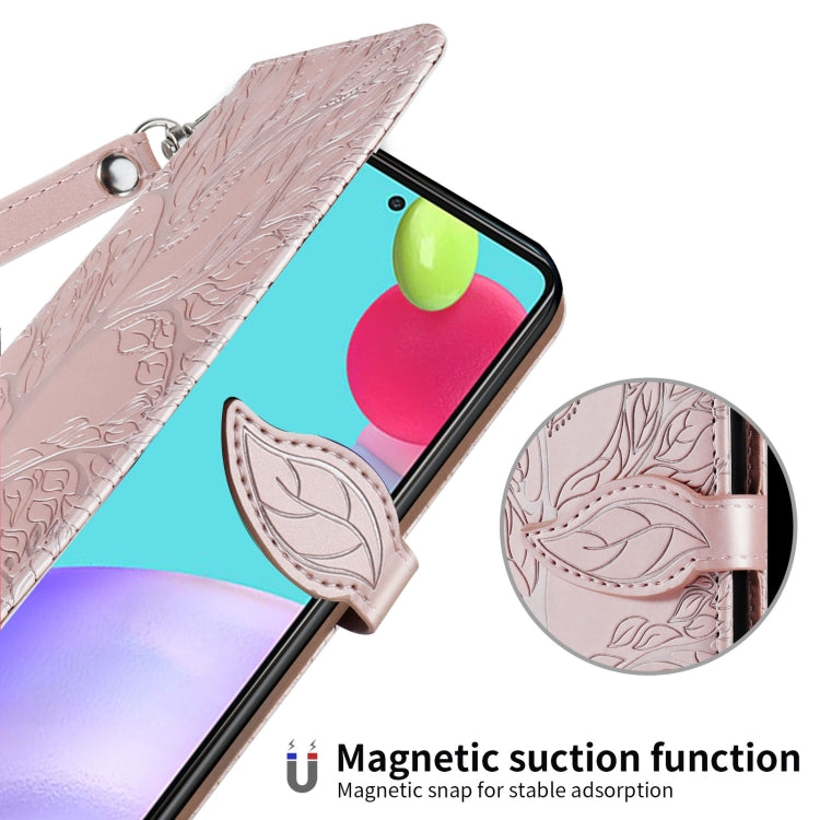 For Samsung Galaxy A53 5G Life of Tree Embossing Leather Phone Case(Rose Gold) by buy2fix