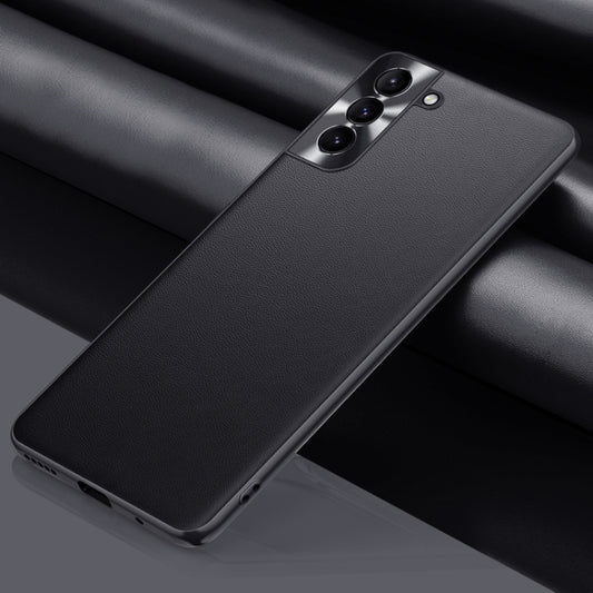 For Samsung Galaxy S22 5G Plain Skin Leather Phone Case(Black) - Galaxy S22 5G Cases by buy2fix | Online Shopping UK | buy2fix