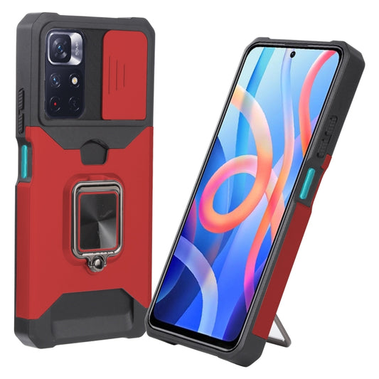 For Xiaomi Redmi Note 11 5G China / Poco M4 Pro 5G Sliding Camera Cover Design PC + TPU Shockproof Phone Case(Red) - Xiaomi Cases by buy2fix | Online Shopping UK | buy2fix