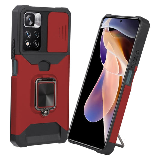 For Xiaomi Redmi Note 11 Pro 5G / 4G International Version Sliding Camera Cover Design PC + TPU Shockproof Phone Case(Red) by buy2fix