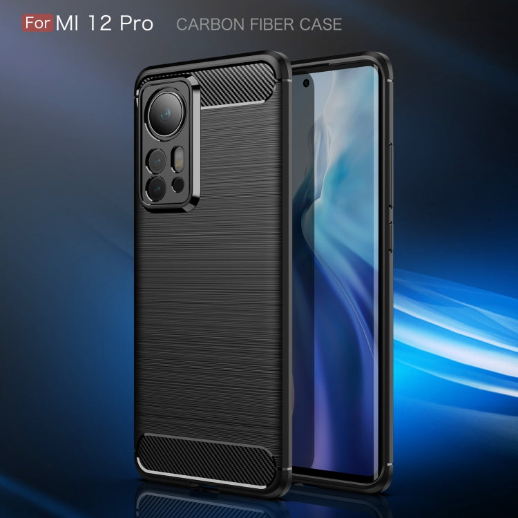 For Xiaomi 12 Pro 5G Brushed Texture Carbon Fiber TPU Phone Case(Black) by buy2fix