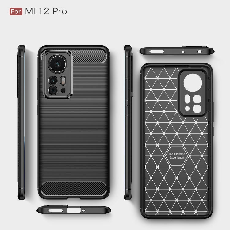 For Xiaomi 12 Pro 5G Brushed Texture Carbon Fiber TPU Phone Case(Black) by buy2fix