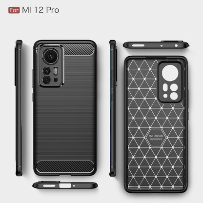 For Xiaomi 12 Pro 5G Brushed Texture Carbon Fiber TPU Phone Case(Black) by buy2fix