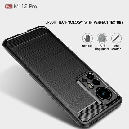 For Xiaomi 12 Pro 5G Brushed Texture Carbon Fiber TPU Phone Case(Black) by buy2fix