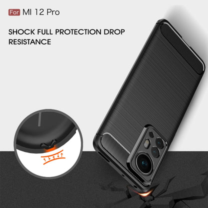 For Xiaomi 12 Pro 5G Brushed Texture Carbon Fiber TPU Phone Case(Black) by buy2fix