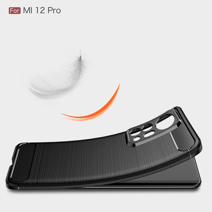 For Xiaomi 12 Pro 5G Brushed Texture Carbon Fiber TPU Phone Case(Black) by buy2fix