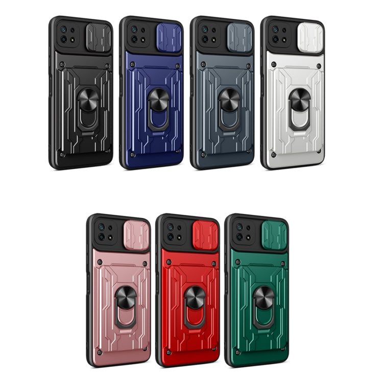 For Samsung Galaxy A22 5G Sliding Camshield Card Phone Case(Black) by buy2fix