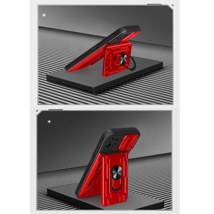 For Samsung Galaxy A22 5G Sliding Camshield Card Phone Case(Black) by buy2fix