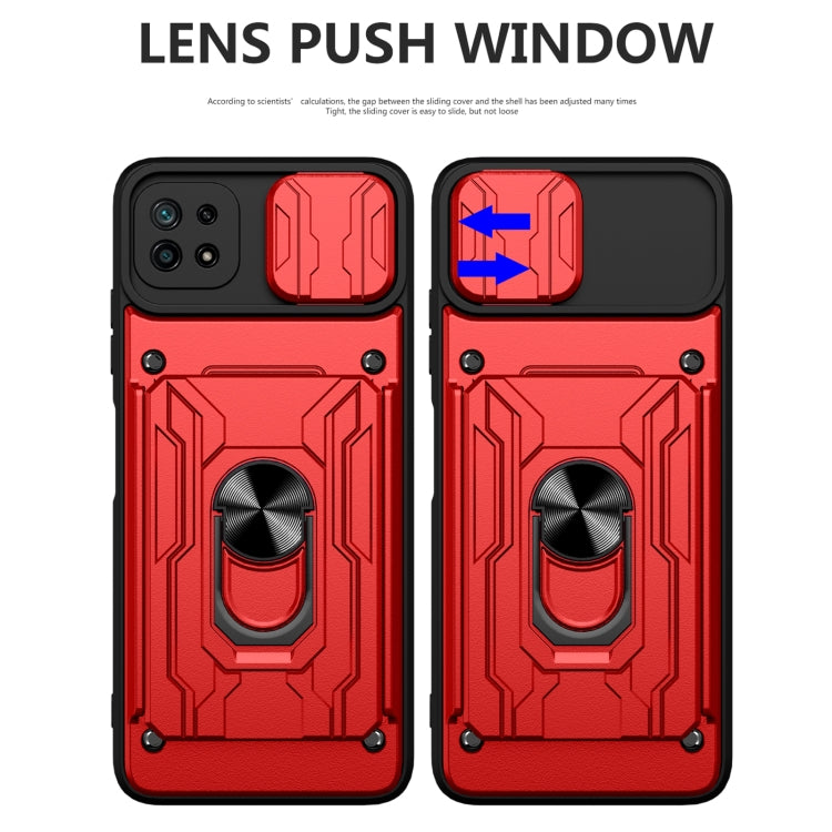 For Samsung Galaxy A22 5G Sliding Camshield Card Phone Case(Black) by buy2fix