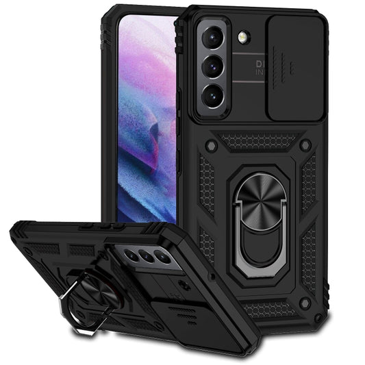 For Samsung Galaxy S22 5G Sliding Camshield Holder Phone Case(Black) - Galaxy S22 5G Cases by buy2fix | Online Shopping UK | buy2fix