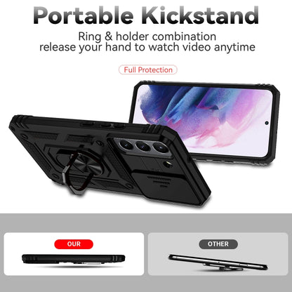 For Samsung Galaxy S22 5G Sliding Camshield Holder Phone Case(Black) - Galaxy S22 5G Cases by buy2fix | Online Shopping UK | buy2fix