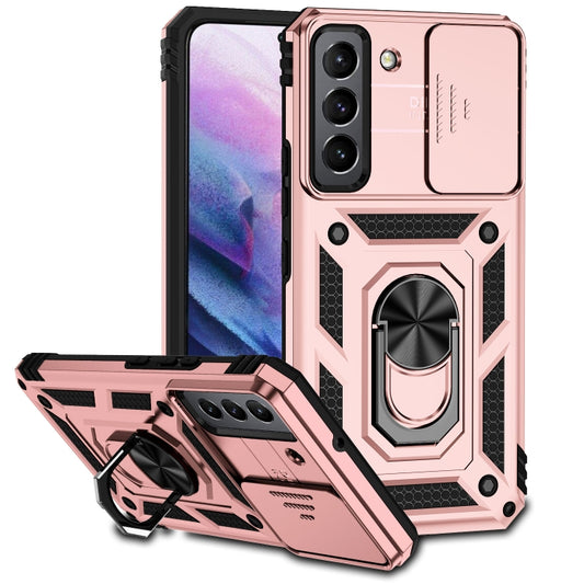 For Samsung Galaxy S22 5G Sliding Camshield Holder Phone Case(Rose Gold) - Galaxy S22 5G Cases by buy2fix | Online Shopping UK | buy2fix