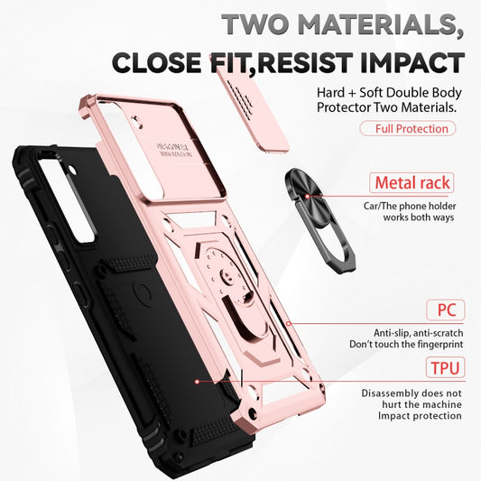 For Samsung Galaxy S22 5G Sliding Camshield Holder Phone Case(Rose Gold) - Galaxy S22 5G Cases by buy2fix | Online Shopping UK | buy2fix
