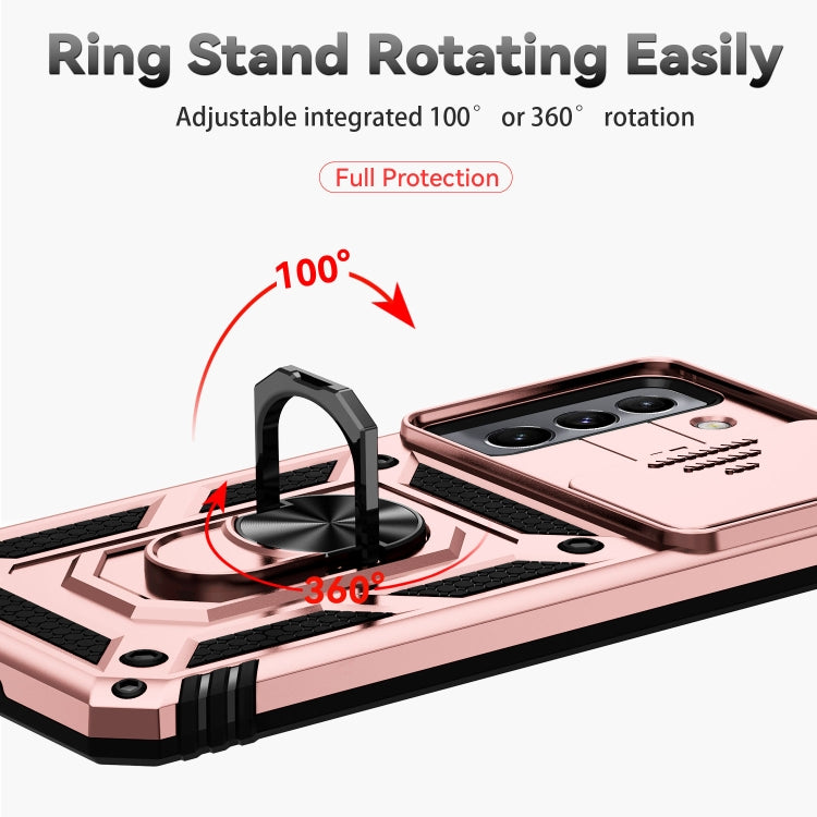 For Samsung Galaxy S22 5G Sliding Camshield Holder Phone Case(Rose Gold) - Galaxy S22 5G Cases by buy2fix | Online Shopping UK | buy2fix