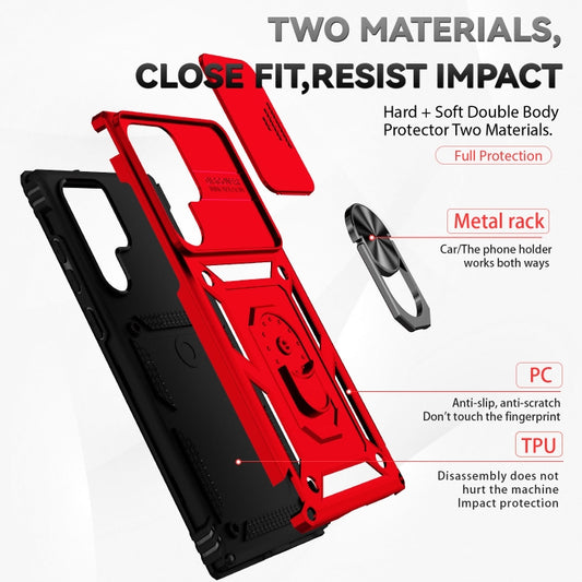 For Samsung Galaxy S22 Ultra 5G Sliding Camshield Holder Phone Case(Red) by buy2fix