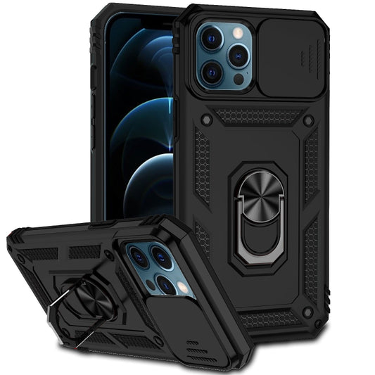 For iPhone 12 Pro Max Sliding Camshield Holder Phone Case(Black) - iPhone 12 Pro Max Cases by buy2fix | Online Shopping UK | buy2fix