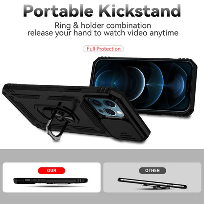 For iPhone 12 Pro Max Sliding Camshield Holder Phone Case(Black) - iPhone 12 Pro Max Cases by buy2fix | Online Shopping UK | buy2fix