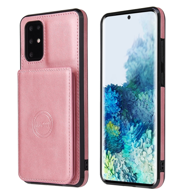 For Samsung Galaxy S20+ Calf Texture Magnetic Card Bag PU Phone Case(Rose Gold) by buy2fix