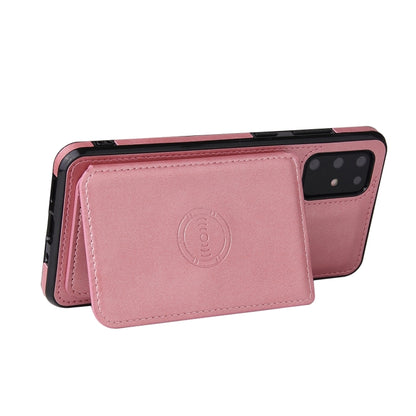 For Samsung Galaxy S20+ Calf Texture Magnetic Card Bag PU Phone Case(Rose Gold) by buy2fix
