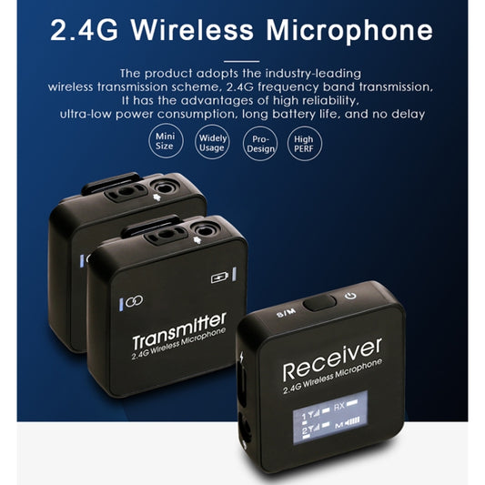 AY123 2.4G Wireless Lavalier Microphone with Digital Display(Black) - Microphone by buy2fix | Online Shopping UK | buy2fix