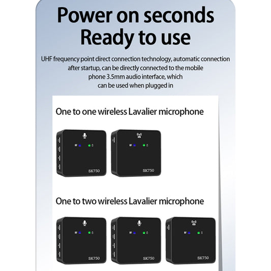 SK750 Type-C Charging One for One Wireless Lavalier Mini Microphone(Black) - Microphone by buy2fix | Online Shopping UK | buy2fix