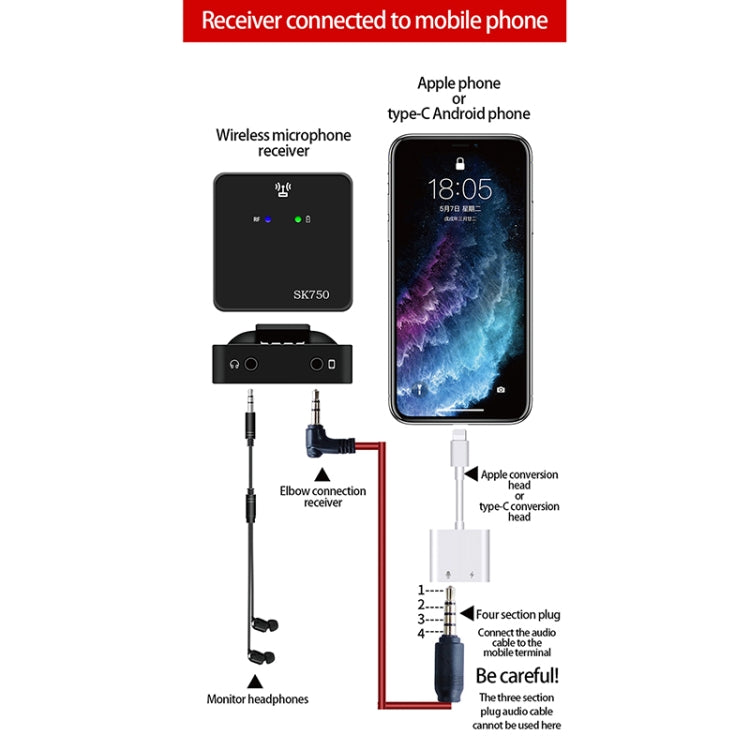 SK750 Type-C Charging One for One Wireless Lavalier Mini Microphone(Black) - Microphone by buy2fix | Online Shopping UK | buy2fix