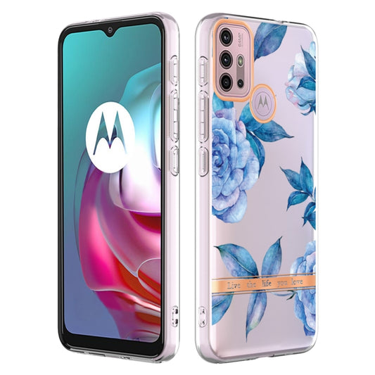 For Motorola Moto G30 / G20 / G10 / G10 Power Flowers and Plants Series IMD TPU Phone Case(Orchid Peony) - Motorola Cases by buy2fix | Online Shopping UK | buy2fix