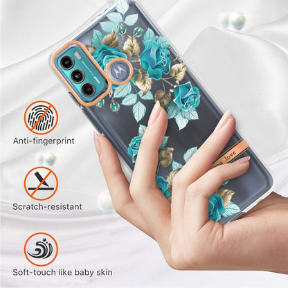For Motorola Moto G60 / G40 Fusion Flowers and Plants Series IMD TPU Phone Case(Blue Rose) - Motorola Cases by buy2fix | Online Shopping UK | buy2fix