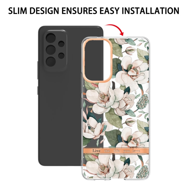 For Samsung Galaxy A53 5G Flowers and Plants Series IMD TPU Phone Case(Green Gardenia) - Galaxy Phone Cases by buy2fix | Online Shopping UK | buy2fix