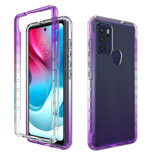 For Motorola Moto G60S High Transparency Two-color Gradual Change Phone Case(Purple) - Motorola Cases by buy2fix | Online Shopping UK | buy2fix