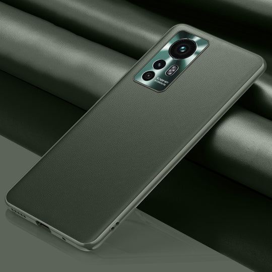 Pour Xiaomi 12 Pro 5G Étui de téléphone en cuir à peau unie (vert)