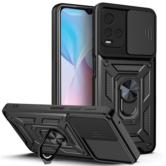 For vivo Y21s Sliding Camera Cover TPU+PC Phone Case(Black) - vivo Cases by buy2fix | Online Shopping UK | buy2fix