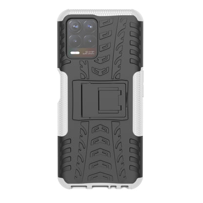 For OPPO Realme 8i Tire Texture TPU + PC Phone Case with Holder(White) - Realme Cases by buy2fix | Online Shopping UK | buy2fix