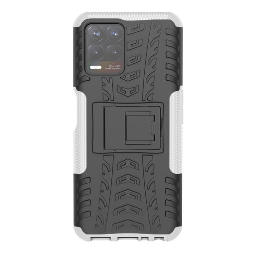 For OPPO Realme 8i Tire Texture TPU + PC Phone Case with Holder(White) - Realme Cases by buy2fix | Online Shopping UK | buy2fix