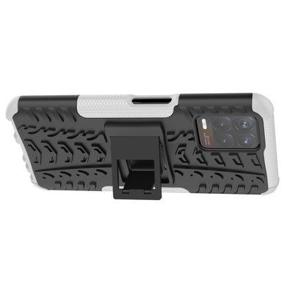 For OPPO Realme 8i Tire Texture TPU + PC Phone Case with Holder(White) - Realme Cases by buy2fix | Online Shopping UK | buy2fix