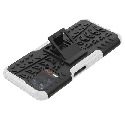 For OPPO Realme 8i Tire Texture TPU + PC Phone Case with Holder(White) - Realme Cases by buy2fix | Online Shopping UK | buy2fix