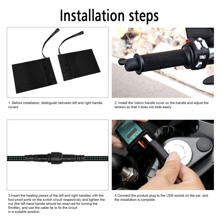ZH-974D1 3-level Temperature Control Motorcycle Hook and Loop Fastener Intelligent Heated Grip - Grips by buy2fix | Online Shopping UK | buy2fix